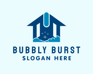 Blue House Bubbles logo design