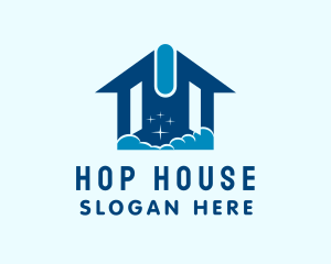 Blue House Bubbles logo design