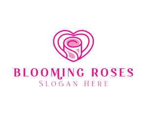 Pink Heart Rose logo design