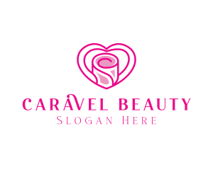 Pink Heart Rose logo design