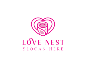 Pink Heart Rose logo design