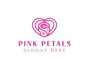 Pink Heart Rose logo design