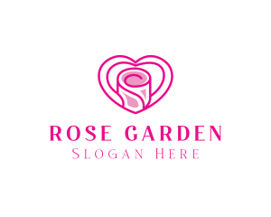 Pink Heart Rose logo design