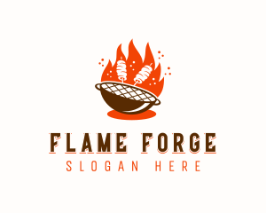 Flame Grill Skewers logo design