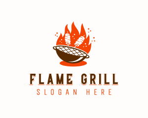 Flame Grill Skewers logo design