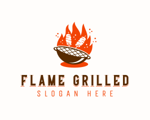 Flame Grill Skewers logo design