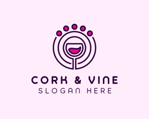 Circle Orbit Wine Glass logo design