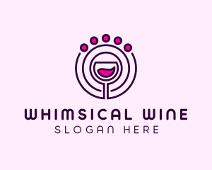 Circle Orbit Wine Glass logo design