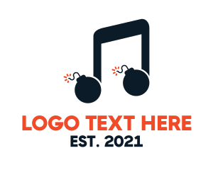 Note - Music Note Bomb logo design