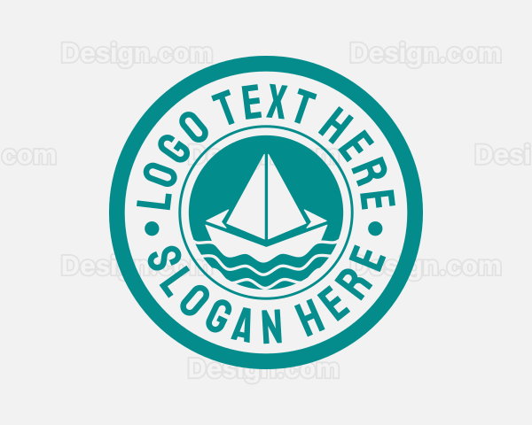 Paper Sailboat Badge Logo