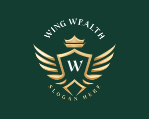 Shield Wing Crown logo design