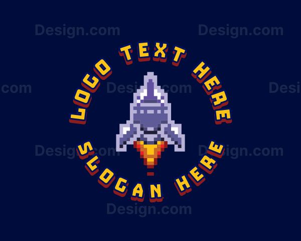 Pixel Space Rocket Logo