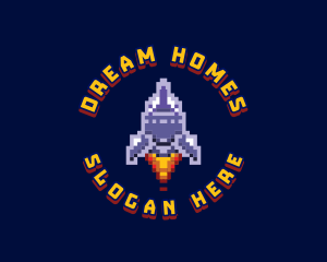Pixel Space Rocket Logo