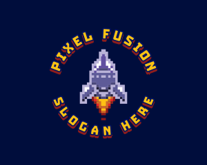 Pixel Space Rocket logo design