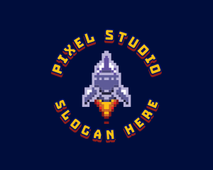 Pixel Space Rocket logo design