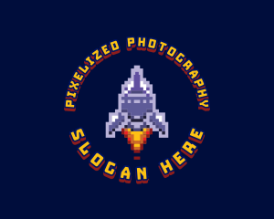 Pixel Space Rocket logo design