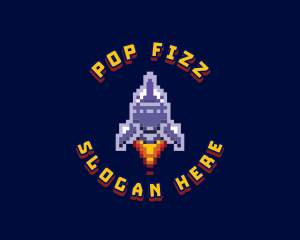 Pixel Space Rocket logo design