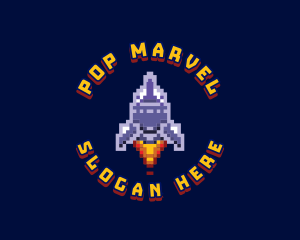 Pixel Space Rocket logo design