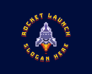 Pixel Space Rocket logo design