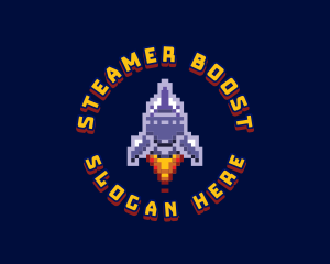 Pixel Space Rocket logo design