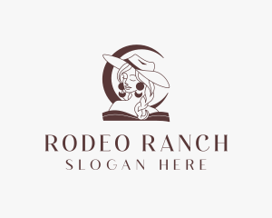 Woman Cowgirl Moon logo design