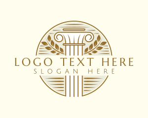 Column - Greek Column Leaf logo design