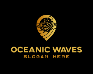 Ocean Sunset Pin logo design