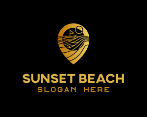 Ocean Sunset Pin logo design