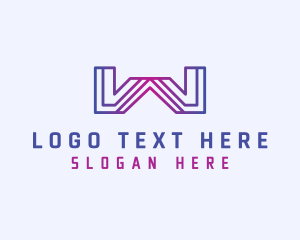 Gradient Tech Letter W logo