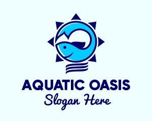 Ocean Fish Sun  logo design