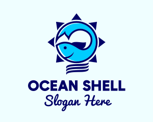 Ocean Fish Sun  logo design