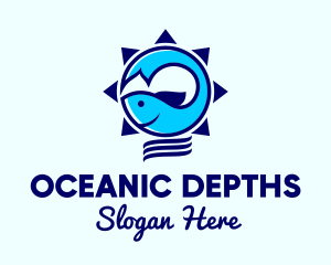 Ocean Fish Sun  logo design