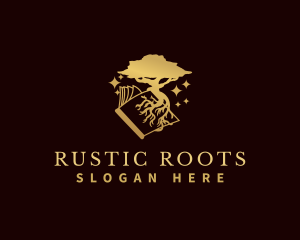 Book Knowledge Root Tree logo design