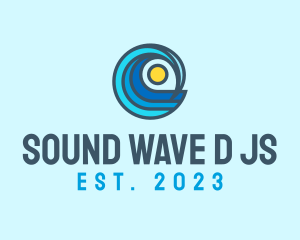 Wave Surfing Sun logo design