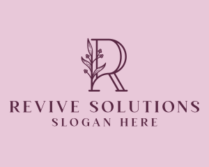 Floral Wellness Letter R logo design