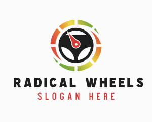 Steering Wheel Speedometer logo design