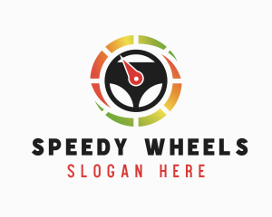 Steering Wheel Speedometer logo design