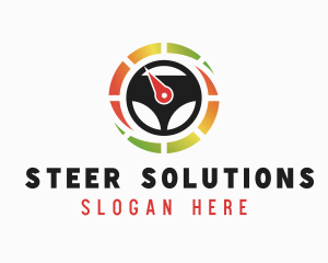 Steering Wheel Speedometer logo design