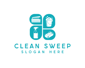 Housekeeping Cleaning Tools logo design