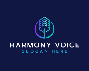 Microphone Singing Podcast  logo design