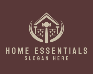 Brick Home Construction Mallet logo design