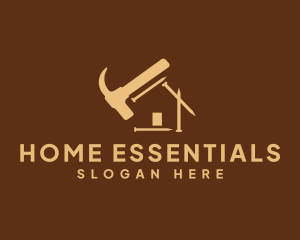 Home Construction Hammer Nail logo design