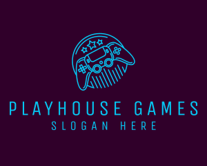 Neon Game Controller logo design