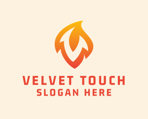 Fire Torch Letter V logo design