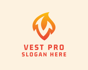 Fire Torch Letter V logo design