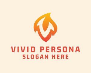 Fire Torch Letter V logo design