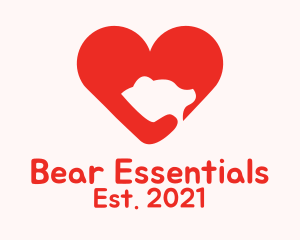 Red Bear Heart logo design