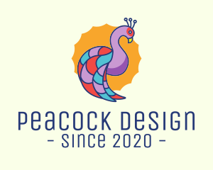 Colorful Peacock Bird logo