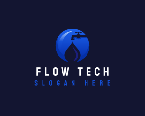 Droplet Faucet Plumbing logo design