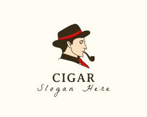 Gentleman Smoking Pipe logo design